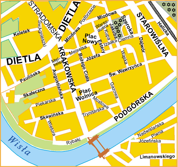 Map of Krakow's Kazimierz district