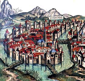 view of Kazimierz town in the late 15th century