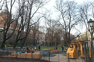 One of  playgrounds for kindergarten-age kids in the Planty gardens, Krakow.