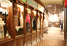 Old shop windows at the museum in Schindler factory, Krakow