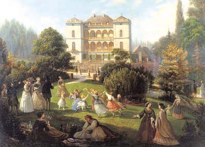Villa Decius in Krakow, a view from the 19th century
