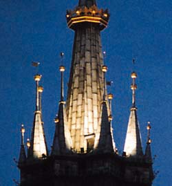 Ornate roof of the tower of St. Mary church in Krakow Crown tower