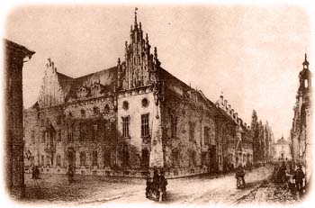 Great College of the Jagiellonian University in Krakow in the 19th century the Krakow University's Collegium Maius, view from the mid-19th century